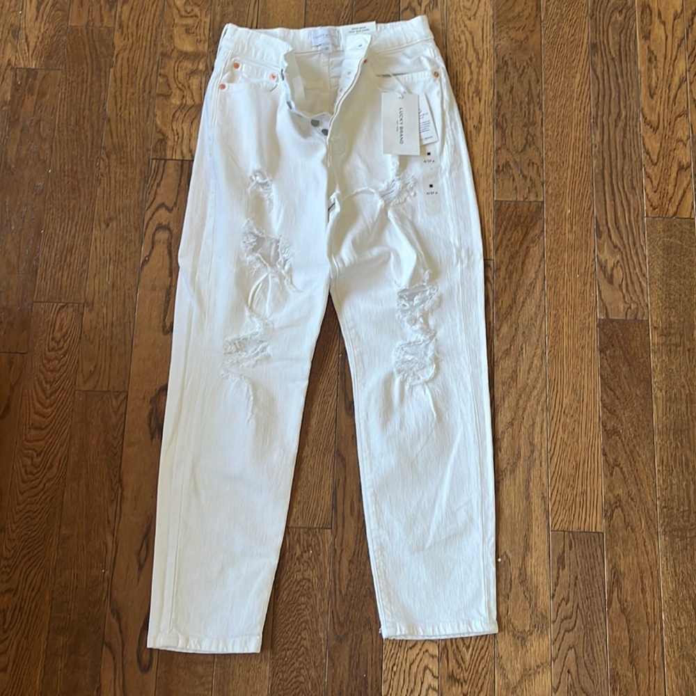 NWT Lucky Brand Drew Mom High Rise Taper White
